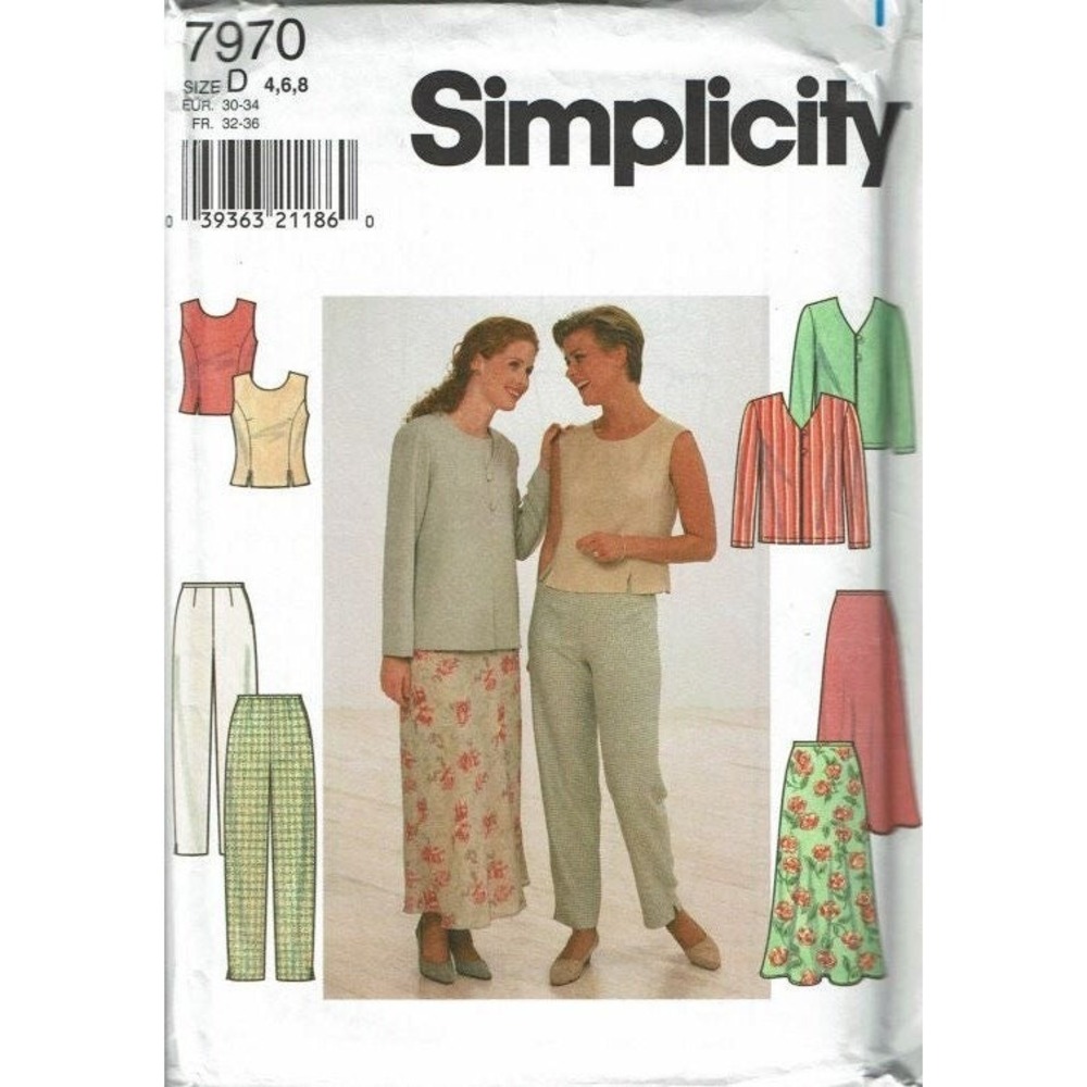 Simplicity Sewing Pattern 7970 Misses 4-8 Jacket Top Pants Skirt Uncut FF 90s